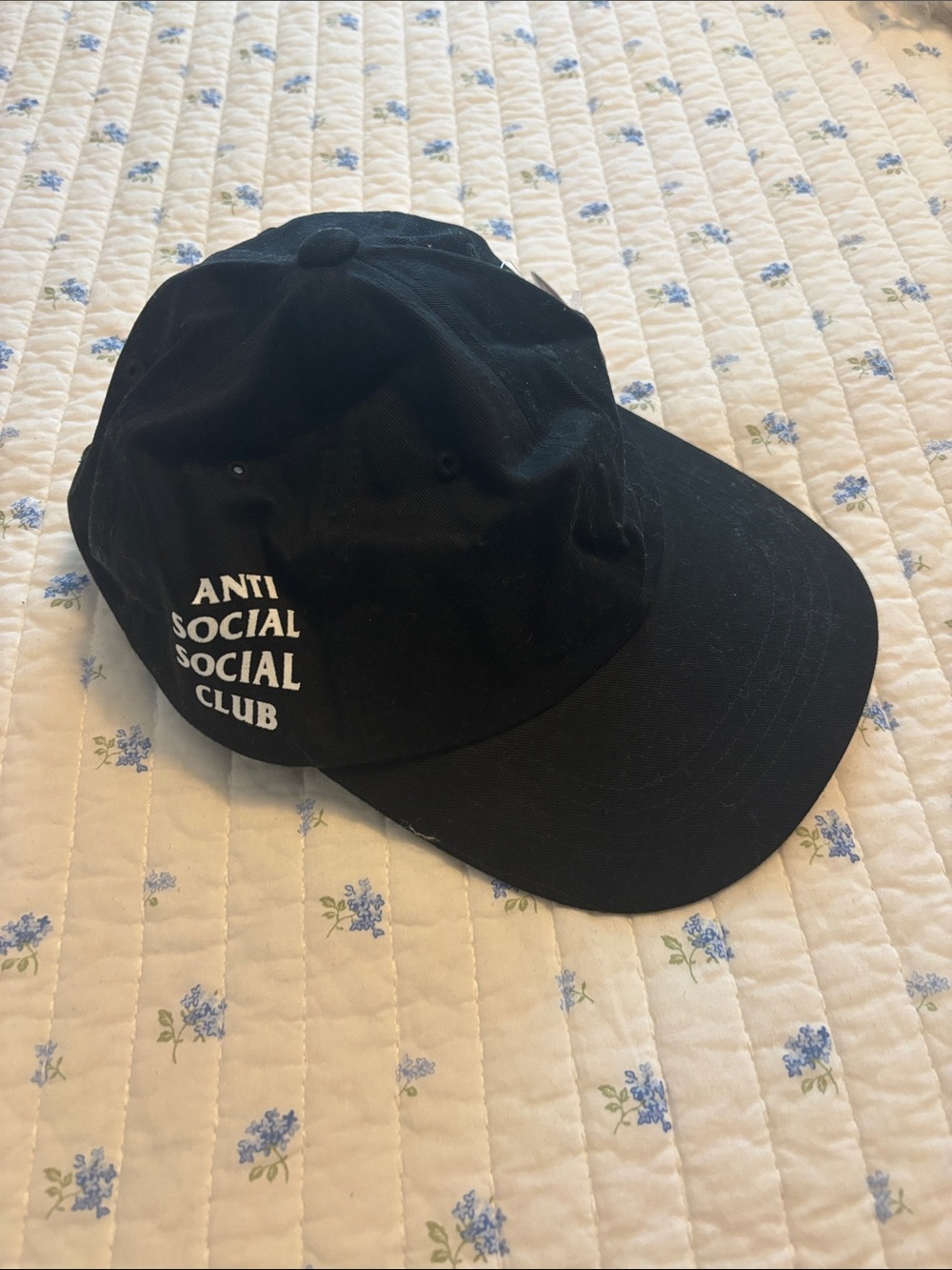 NWT Anti Social Social Club Black Cap with White Side Logo